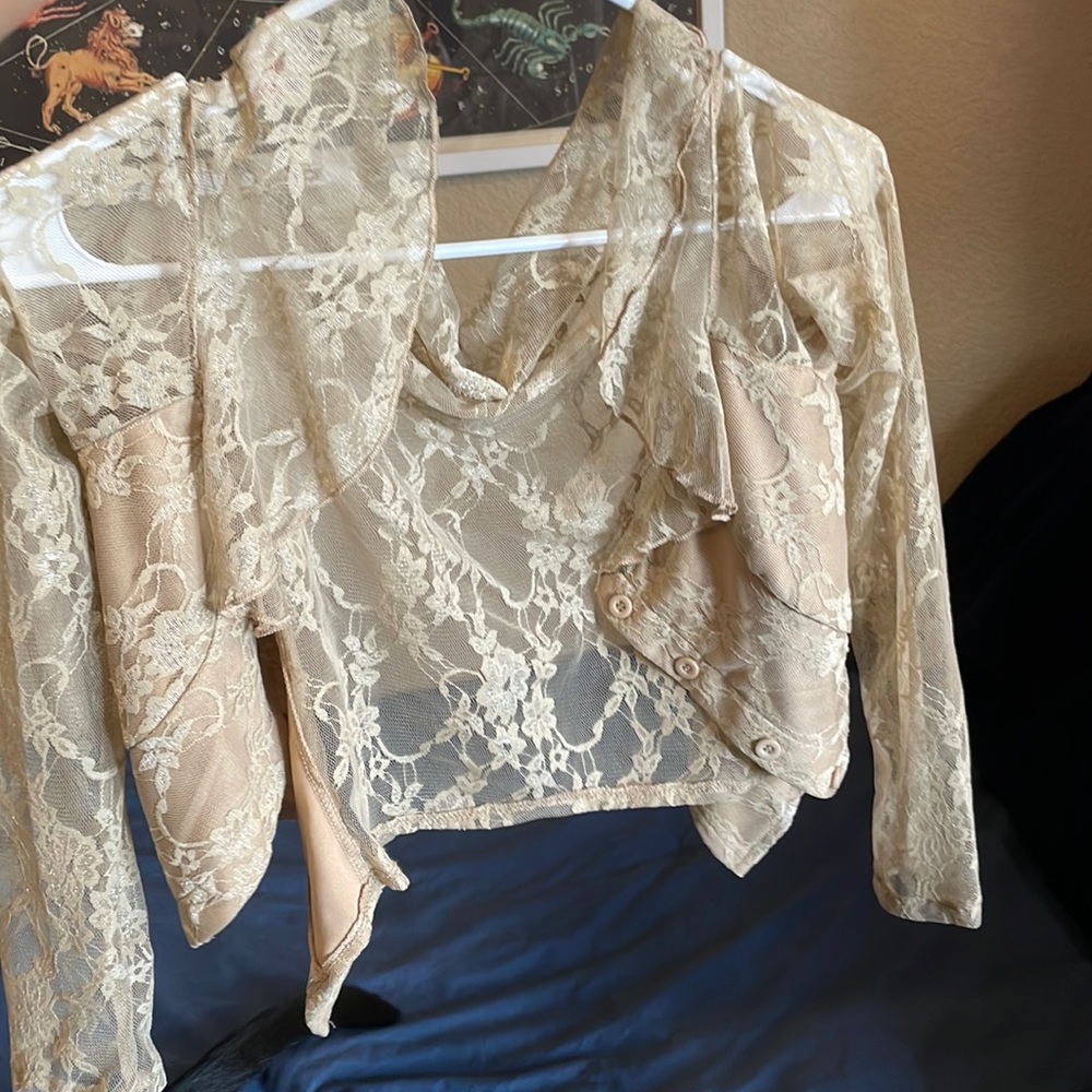 lace corset long sleeve crop